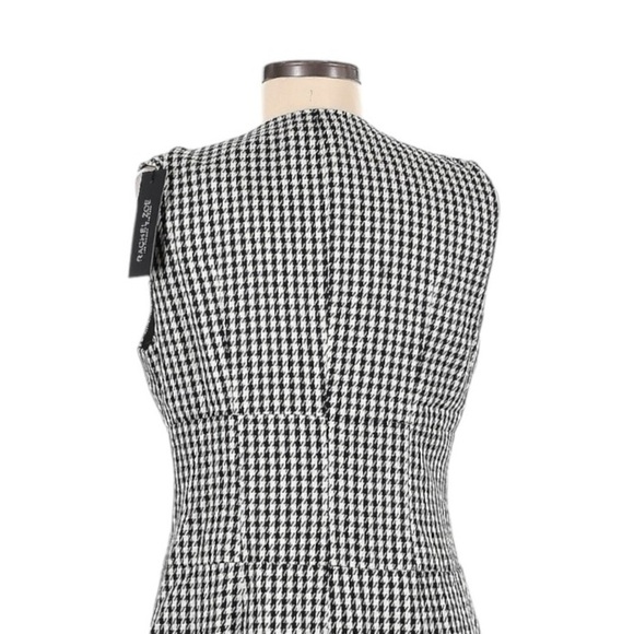 Rachel Zoe Houndstooth Midi Dress NWT 8 Black White Sleeveless Double Breasted - Picture 4 of 10